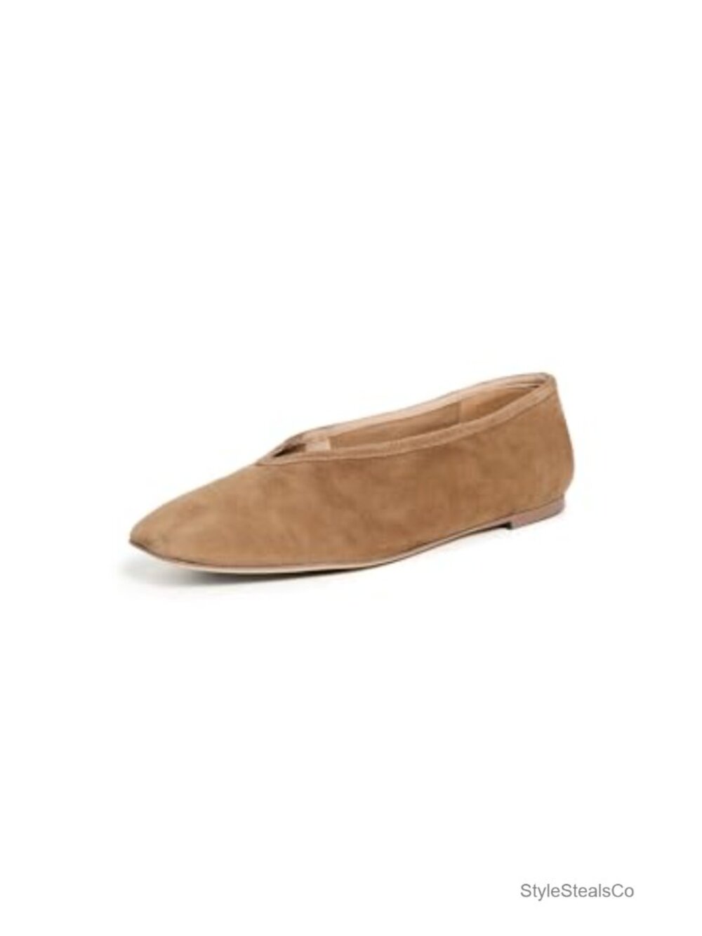 Suede Flats with Square Toe and Padded Footbed Casual Slip-On